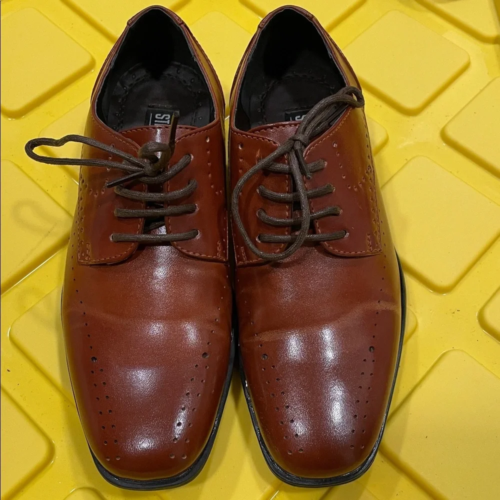Stacy Adams Brown Boys Lace-up Dress Casual Shoes Like New Size 1M - Picture 1 of 7